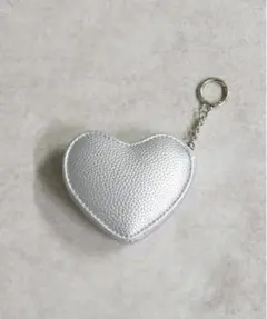 ハート型 バッグチャーム ポーチ シルバー Z28
