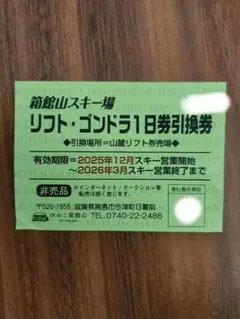 【即日発送】箱館山スキー場　リフト1日券　リフト・ゴンドラ1日券のサムネイル