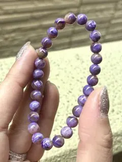 高品質✨ウル艶✨美麗なマーブル♪レア小粒ロシア産チャロアイト ブレスレット