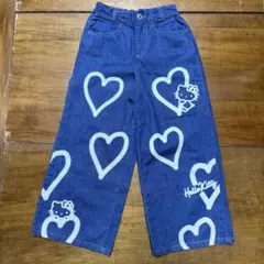 ☆130cm ハローキティ デニムワイドパンツ 女の子