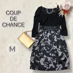 COUP DE CHANCE フラワーパターン 切替ワンピース M 黒×薄紫