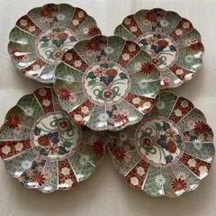 成化年製】有田焼 伊万里焼 古伊万里 色絵金彩 八角皿 5客 管理A4102