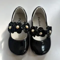 ブラック フラワー装飾 フォーマルシューズ靴下つき入園式入学式卒園式卒業式