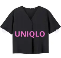 ユニクロ　ドレープVネックブラウス　半袖