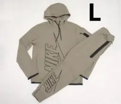 L カーキ ナイキ テック フリース プルオーバー パンツ セットアップ