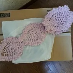 かぎ針編みラベンダー色のミニマフラー