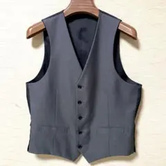 【超美品】リバーシブルスーツベストジレブラックグレーM