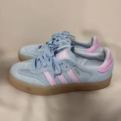 韓国　Adidas Samba ライトブルー ピンク スニーカー