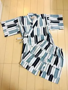 【新品】 くろわっさんすべべ 子ども甚平 120cm 和柄 綿100%