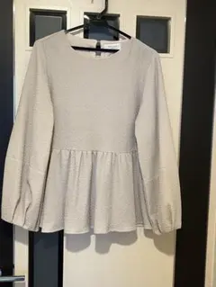 OPAQUE.CLIP(オペークドットクリップ) ジャガードぺプラムブラウス　Ｌ