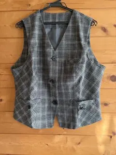 グレー系チェック ベスト・ジレ