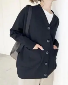 【Spick and Span】ダブルジャガードビッグカーディガン ブラック