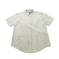 90s puritan 半袖シャツ ギンガムチェック 胸ポケット 薄茶 L