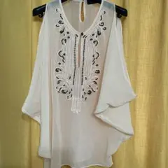 平成ギャル y2k スコットクラブ　ビーズシフォン ノースリーブケープ風　美品