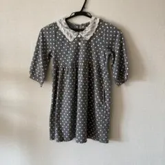 水玉模様 グレー ワンピース 130cm