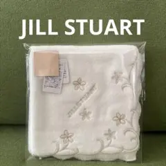 新品未使用 ★ JILL STUART 花柄刺繍 タオルハンカチ ホワイト