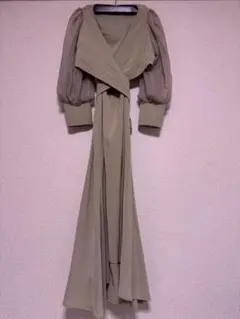 レアカラー　クロスデザインブラウスセットドレス　イエローグリーン