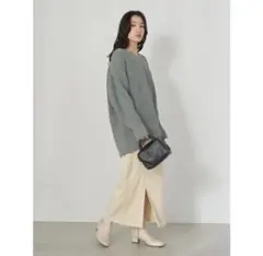 earth music&ecology モールヤーンニット チュニック グリーン