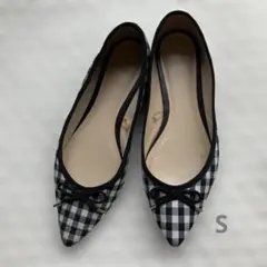 最終価格　バレエシューズ　フラットシューズ　パンプス　チェック　リボン　春