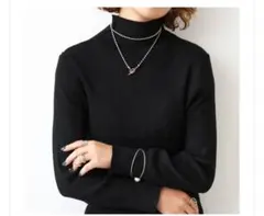 新品アンティカ発熱 ヒートリブインナー ハイネックリブニット　М〜L