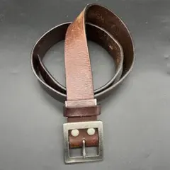 【本場イタリア製】ヴィンテージ レザーベルト 茶 渋め 本革 エイジング 刻印