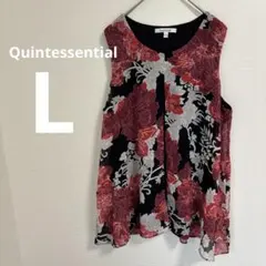 Quintessential 【L】フラワープリント ノースリーブ 花柄 古着