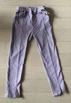 petit main 120cm ラベンダー色　フリル付きスリムフィットパンツ