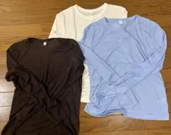 GU ソフトシアークルーネックT 3色セット（Lサイズ）