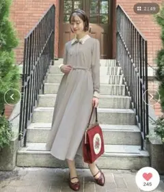 ananotherangelusリボンタイ付きクレリックサーキュラーワンピース