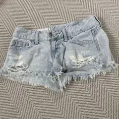 SLY JEANS ライトブルー ダメージショートパンツ