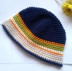 ボーダー　24　クラッシャーハット　クロシェハット　バケットハット