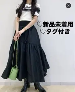 リリーブラウン LILY BROWN レースアップタフタスカート/ブラック