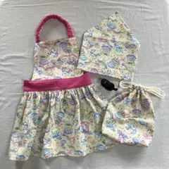 子供用エプロン　三角巾　袋　ユニコーン柄　ハンドメイド　100前後