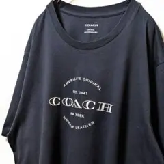 コーチ ロゴ刺繍 Tシャツ ブラック 黒 XL 古着
