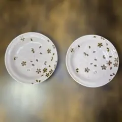 桜模様の淡いピンクの皿 2枚セット