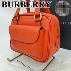 【美品】バーバリー ハンドバッグ ミニボストン ロゴ型押し ノバチェック 箱付き