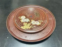 蓋付き皿 菊の花 金箔装飾 菓子盆