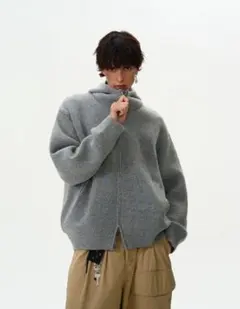 MADWITCH boxy double zipped knit parka