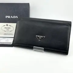 ✨極美品✨　プラダ　長財布　三角プレート　サフィアーノ　ブラック　箱保証書付き