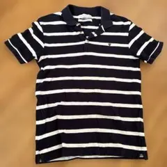 ザラ　ポロシャツ　メンズ　かわいいZARA POLO SHIRT 紺ボーダーのサムネイル