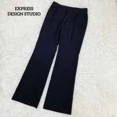 スラックス フレアパンツ ブラック M センタープレス 美脚 薄手 3271