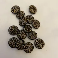 黒い金模様ボタン 14個セット