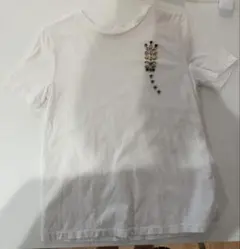 ZARA ビジュー付き半袖Tシャツ ホワイト S