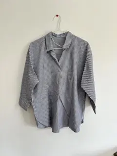ストライプオーバーサイズ七分長袖シャツ　GU