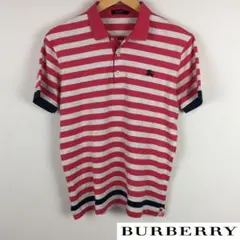 美品 BURBERRY BLACK LABEL 半袖ポロシャツ ボーダー
