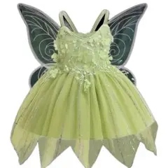 ティンカーベル風ドレス キッズワンピース なりきりドレス 衣装 コスプレ羽付き