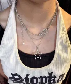 ダブルレイヤーネックレス　スターアクセサリー