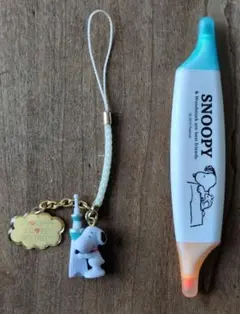 スヌーピーご当地ストラップ【東京スカイツリー】と2色蛍光マーカーのセット