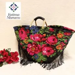 Fatima Morocco 花柄 フリンジ かごバッグのサムネイル