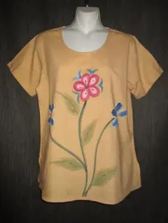 m25287★HB★綿100％Tシャツ・手描きの温かみのある花柄のサムネイル